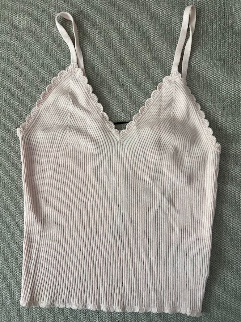 H&M Divided Pink Ribbed Crop Knit Sleeveless Tank Top Size Small
